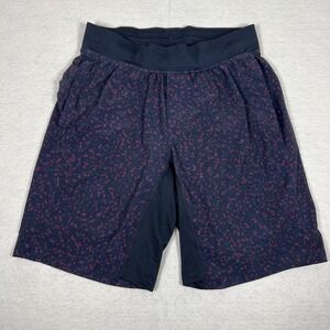 Lululemon‎ Shorts Mens Medium Navy Red 2-in-1 Lined Running Training Zip Pocket